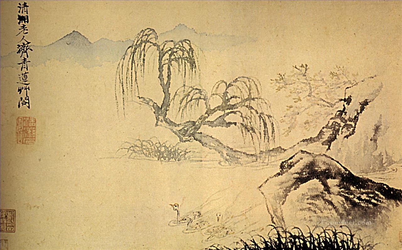 Shitao ducks on the river 1699 old China ink Oil Paintings